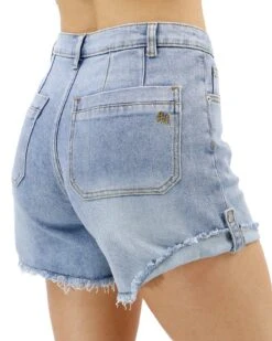 Drop Hem Denim Shorts In Light Mid-Wash -Active Aura Shop DropHemDenimShorts 4