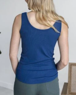 Essential Ribbed Classic Blue Fitted Tank Top -Active Aura Shop EssentailRibbed FittedTank ClassicBlue 4 b5581573 bdf1 44b6 8558 ea589340138e