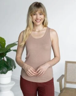 Essential Ribbed Nude Fitted Tank Top -Active Aura Shop EssentailRibbed FittedTank Nude 4 6693b364 0e87 4d93 910a c9ed2078544a