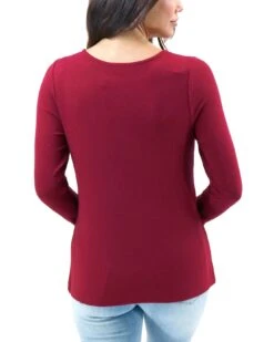 Essential Vintage Red Long Sleeve Henley Tee -Active Aura Shop EssentialLongSleeveHenleyTee VintageRed 6