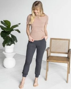 Essential Ribbed Nude Short Sleeve Fitted Tee -Active Aura Shop EssentialRibbed JoggerPants Charcoal 2 dc68b03b 8b41 45a2 9aae 17ab4bc865b6