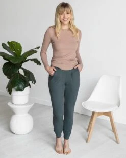 Essential Ribbed Forest Jogger Pants 13 Essential Ribbed Forest Jogger Pants -Active Aura Shop EssentialRibbed JoggerPants Forest 4 1