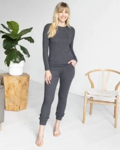 Essential Ribbed Charcoal Long Sleeve Tee -Active Aura Shop EssentialRibbed LongSleeveTee Charcoal 1 25b5dfdc 8636 4756 b8a1 4962db24b727