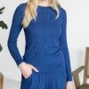 Essential Ribbed Classic Blue Long Sleeve Tee