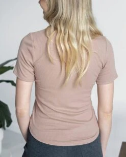 Essential Ribbed Nude Short Sleeve Fitted Tee -Active Aura Shop EssentialRibbed ShortSleeveFittedTee Nude 1 b6a7920d 7da9 421a 83a0 71c5b4d19c98