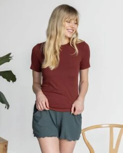 Essential Ribbed Rust Short Sleeve Fitted Tee -Active Aura Shop EssentialRibbed ShortSleeveFittedTee Rust 3 fbc3c662 65e4 49e0 ae5b 9ad291b55532