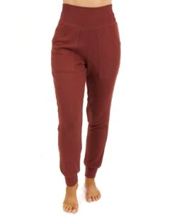 Essential Ribbed Rust Jogger Pants -Active Aura Shop EssentialRibbedJoggerPants Rust 3 1