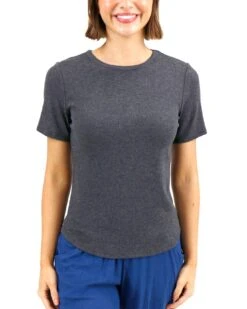 Essential Ribbed Charcoal Short Sleeve Fitted Tee -Active Aura Shop EssentialRibbedShortSleeveFittedTee Charcoal 1 f666562b e67a 4e2d a5ac e40f48ab0640