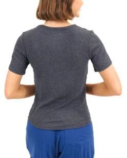 Essential Ribbed Charcoal Short Sleeve Fitted Tee -Active Aura Shop EssentialRibbedShortSleeveFittedTee Charcoal 2 d60390b4 8a58 4267 85f0 dfe69f32cdc4