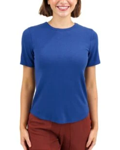 Essential Ribbed Classic Blue Short Sleeve Fitted Tee -Active Aura Shop EssentialRibbedShortSleeveFittedTee ClassicBlue 1 b0253bc0 0697 4b44 b184 a4c0f178aeab