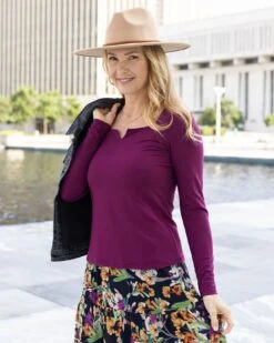 Ever Soft Fuchsia Square Neck Top - FINAL SALE -Active Aura Shop EverSoftSquareNeckTop Fushia 4