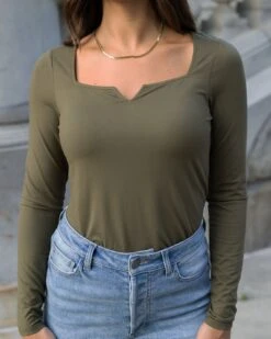 Ever Soft Square Neck Top - Olive - FINAL SALE