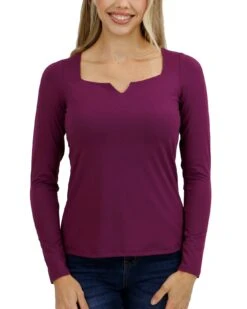 Ever Soft Fuchsia Square Neck Top - FINAL SALE -Active Aura Shop EversoftSquareNeckTop Fuchsia 2