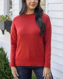 Everyday Autumn Red Mock Neck Sweater