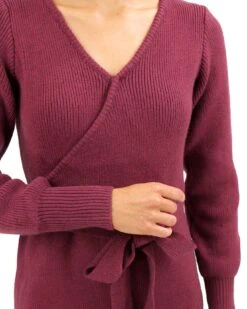 Faux Wrap Cabernet Sweater Dress - FINAL SALE 20 Faux Wrap Cabernet Sweater Dress - FINAL SALE -Active Aura Shop FauxWrapSweaterDress Cabernet 2