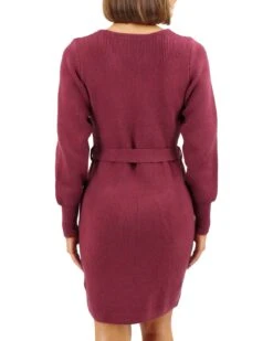 Faux Wrap Cabernet Sweater Dress - FINAL SALE 19 Faux Wrap Cabernet Sweater Dress - FINAL SALE -Active Aura Shop FauxWrapSweaterDress Cabernet 3