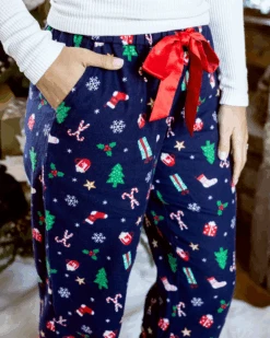 Flannel Christmas Navy Pajama Pants -Active Aura Shop FlannelChristmasPajamas Navy 11