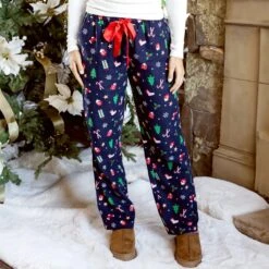 Flannel Christmas Navy Pajama Pants -Active Aura Shop FlannelChristmasPajamas Navy 13