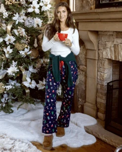 Flannel Christmas Navy Pajama Pants -Active Aura Shop FlannelChristmasPajamas Navy 5