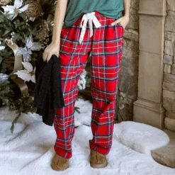 Flannel Christmas Red Plaid Pajama Pants -Active Aura Shop FlannelChristmasPajamas RedPlaid 9