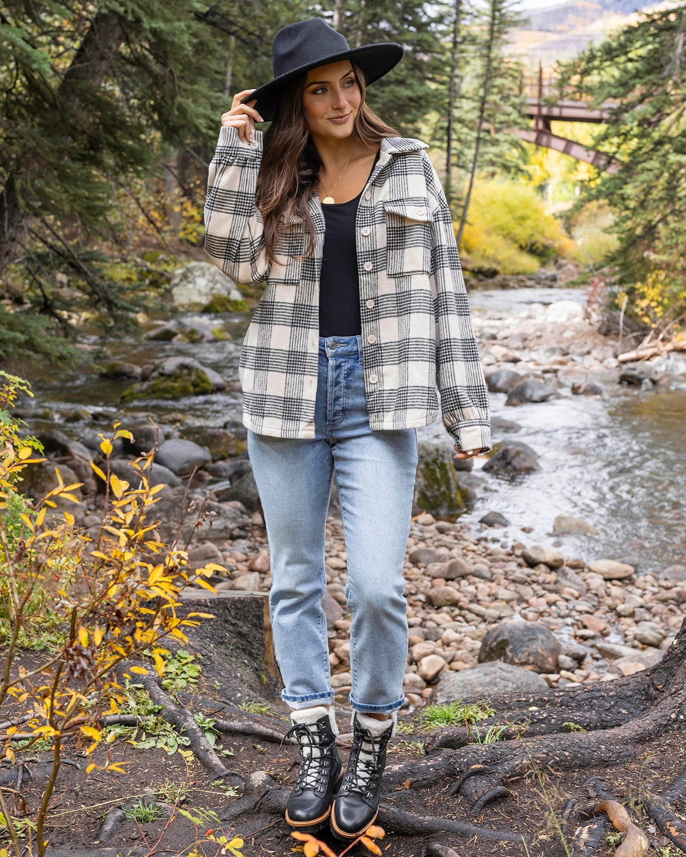 Flannel Ivory/Black Plaid Shacket - FINAL SALE 4 Flannel Ivory/Black Plaid Shacket - FINAL SALE - Image 2