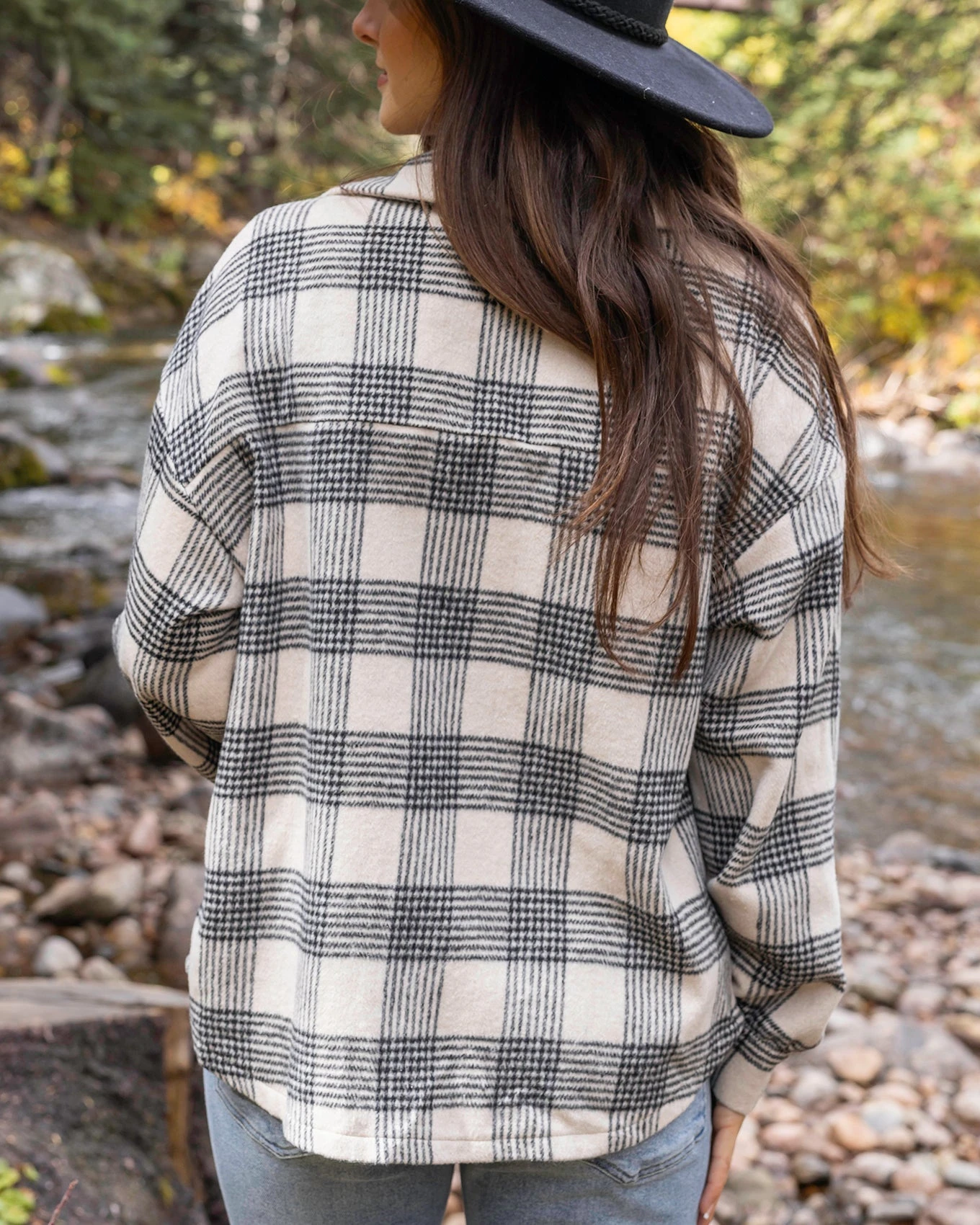 Flannel Ivory/Black Plaid Shacket - FINAL SALE 7 Flannel Ivory/Black Plaid Shacket - FINAL SALE - Image 5