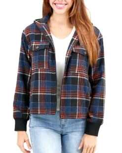 Flannel Navy/Orange Plaid Jacket -Active Aura Shop FlannelPlaidJacket Navy 1