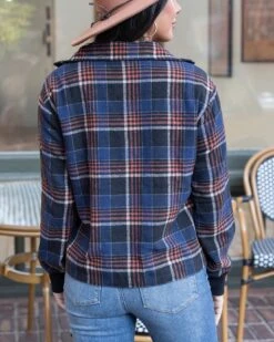 Flannel Navy/Orange Plaid Jacket -Active Aura Shop FlannelPlaidJacket Navy 16