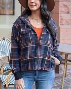 Flannel Navy/Orange Plaid Jacket