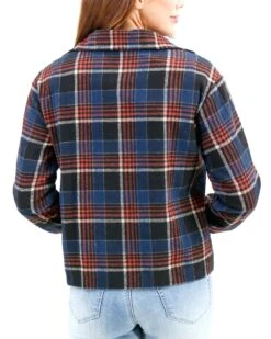 Flannel Navy/Orange Plaid Jacket -Active Aura Shop FlannelPlaidJacket Navy 5