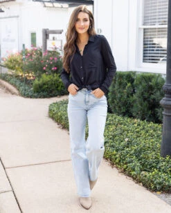 Wide Leg Premium Denim In Non Distressed Light-Wash - FINAL SALE -Active Aura Shop FlarePremiumDenim NonDistressed LightWash 4