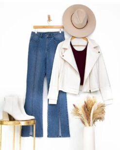 Move Free Leather Like Cream Moto Jacket -Active Aura Shop FlatLay 2copy