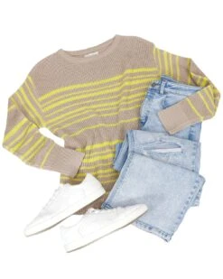 Lemon Lines Lightweight Sweater -Active Aura Shop FlatLay LemonLines