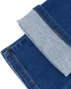 Fleece Dark Mid-Wash Straight Leg Jeans -Active Aura Shop FleeceDenim 1