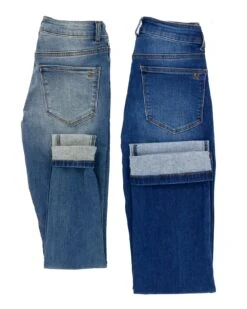 Fleece Dark Mid-Wash Straight Leg Jeans -Active Aura Shop FleeceDenim 3 1