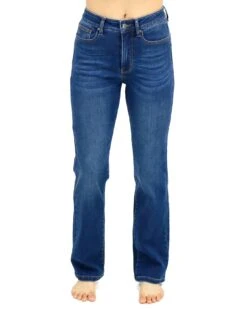 Fleece Dark Mid-Wash Straight Leg Jeans -Active Aura Shop FleeceStraightLegJeans DarkMidWash 1 1