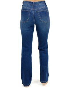 Fleece Dark Mid-Wash Straight Leg Jeans -Active Aura Shop FleeceStraightLegJeans DarkMidWash 2 1