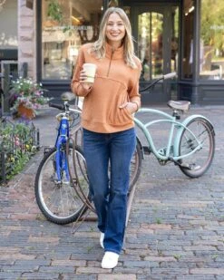 Fleece Dark Mid-Wash Straight Leg Jeans -Active Aura Shop FleeceStraightLegJeans DarkMidWash 8