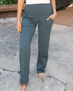 Fleece Lined Straight Leg Spruce Green Lounge Pants