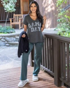 Fleece Lined Straight Leg Spruce Green Lounge Pants -Active Aura Shop FleeceStraightLegLeggings SpruceGreen 8