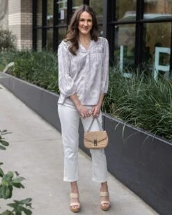 Floral Pintuck Top In Sketched Floral -Active Aura Shop FloralPintuckTop 7