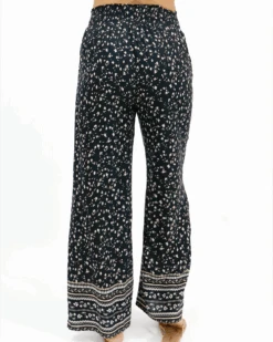 Floral Print Black Wide Leg Pants -Active Aura Shop FloralPrintWideLegPants Black 2