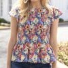 Floral Smocked Top In Floral Multi -Active Aura Shop FloralSmockedTop Floral Multi 7