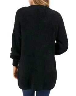 Black Knit Fuzzy Cardigan -Active Aura Shop FuzzyKnittedCardigan Black 3