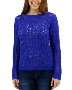 Gemma Pointelle Sweater -Active Aura Shop GemmaPointelleSweater BlueSapphire 1