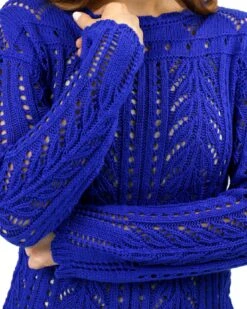 Gemma Pointelle Sweater -Active Aura Shop GemmaPointelleSweater BlueSapphire 2
