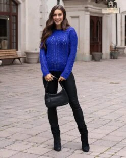 Gemma Pointelle Sweater -Active Aura Shop GemmaPointelleSweater BlueSapphire 2 1
