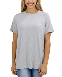 Light Heathered Grey Girlfriend Fit Tee -Active Aura Shop GirlfriendFitTee LightHeatheredGrey 1