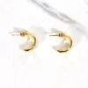 Hammered Wide Hoop Earrings In Gold