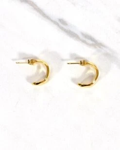Hammered Wide Hoop Earrings In Gold